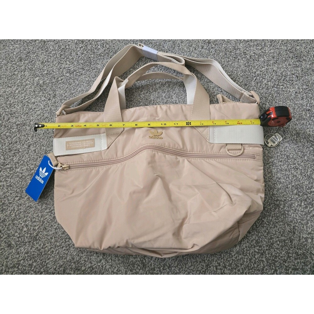 ADIDAS Originals Beige Logo Puffer Shopper Tote Crossbody Shoulder Bag NEW $55